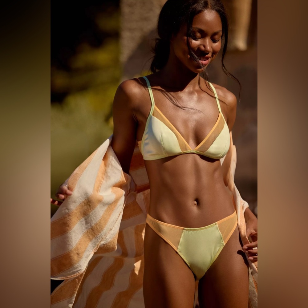 LyreBird Satin Mesh Triangle Bra and Bikini Briefs SET